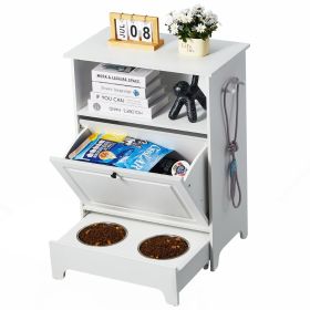 VEVOR Pet Feeding Station with 2 Stainless Steel Bowls, Elevated Dog Bowls with Storage