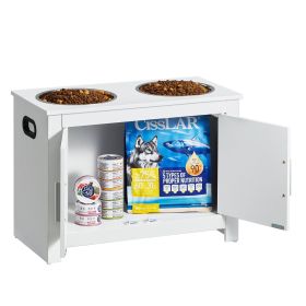 VEVOR Pet Feeding Station with 2 Stainless Steel Bowls, Elevated Dog Bowls with Storage, Dog Food Storage and Feeder Station with Storage Cabinet