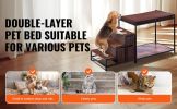 VEVOR Pet Bunk Bed with Stairs, Dog/Cat Window Perch with Storage, Multi-Level Bed Window Perch Dog Bedside Sleeper Couch