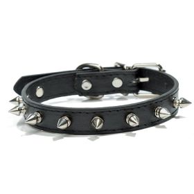 Anti-Bit Pet Necklace; Durable Dog Rivet Collar For Puppy; Pet Supplies (Color: Black, size: XS)